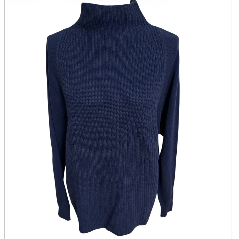 TAHARI 100% Cashmere Sweater Elegant Mock Neck Varying Knits/Textures Sz Med